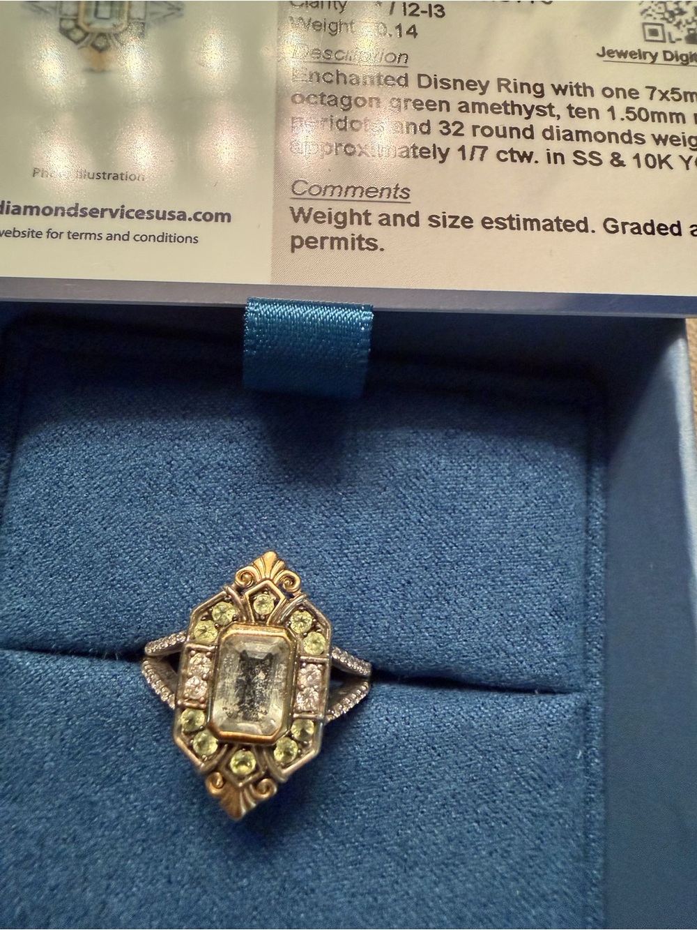 Helzberg Diamonds Green and Gold Art Deco Ring